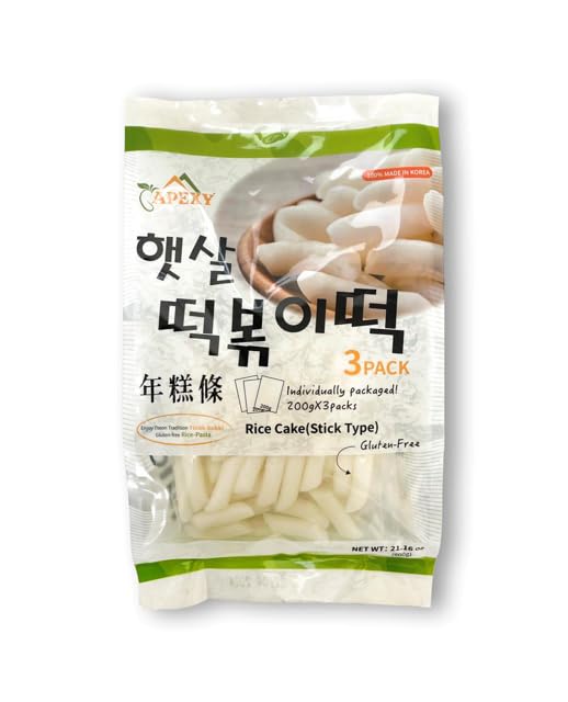 Apexy Korean Rice Cake Tteokbokkik Rice Cake Chewy Tteok Authentic Korean Street Food Snack Perfect with Cheese and Ramen Noodles No MSG No Corn Syrup Vegan and Gluten Free NonGMO 2116 oz