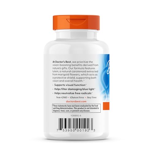 Doctor's Best Lutein with Gluten Free, Vision Support, 60 Softgels