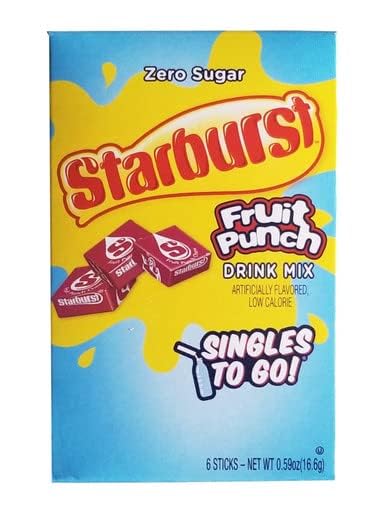 Starburst Singles To Go Powdered Drink Mix Fruit Punch SugarFree Drink Powder Pack of 6