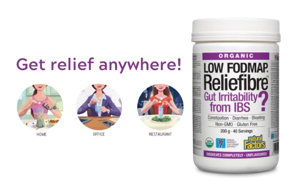Natural Factors Organic Low FODMAP Reliefiber, Digestive Fiber Powder, Unflavored, 5.3 Oz