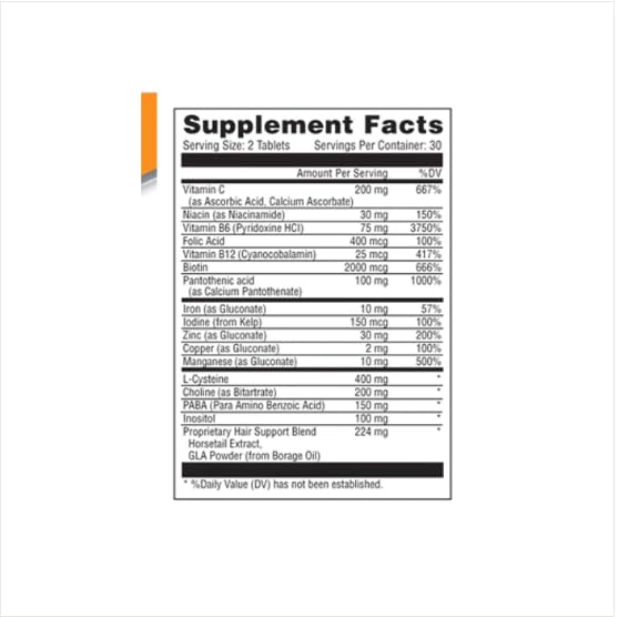 Hair Growth Vitamins for Women & Men, Multivitamin Hair Growth Supplement with Biotin Supplement & L-cysteine, Hair Regrowth Treatment for Women & Men, Hair Vitamins to Prevent Hair Loss, 120 Tablets