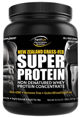 Fortifeye Super Protein New Zealand Grass Fed Whey Protein, Non Denatured, Vanilla, 1 Pack