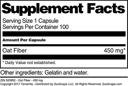 Oat Fiber - 450 mg (100 Capsules, ZIN: 520952) - 2 Pack