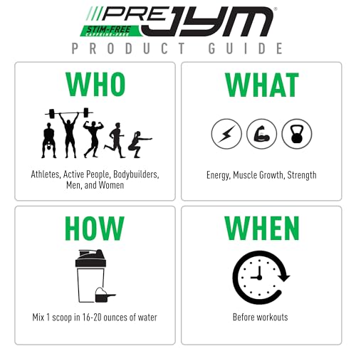 Pre JYM Stim Free Watermelon Strawberry Pre-Workout Powder, Creatine, No Caffeine, Citrulline, Betaine, BCAA's, Taurine, Alpha-GPC, Huperzine, 30 Servings