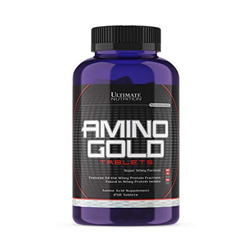 Ultimate Nutrition Amino Gold Tablets- Branch Chain Amino Acids Supplement for Muscle Building, Workout Recovery, Lean Muscle, and Athletic Performance- Whey Protein Isolate, 250 Tablets