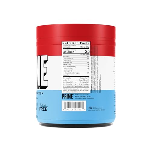 PRIME HYDRATION Powder ICE POP, Caffeine-Free, Electrolyte Powder On The Go, 250mg BCAAs, B Vitamins, Antioxidants, Low Sugar, Vegan, 5 Gallon Tub