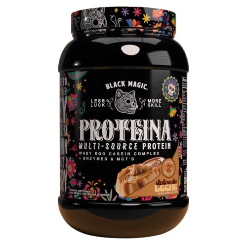 Worldwide Nutrition Bundle Compatible with Black Magic Protein Powder - Multi-Source Protein Whey, Egg & Casein Complex with Enzymes & MCT- 2LB Dulce De Leche Flavor with Keychain