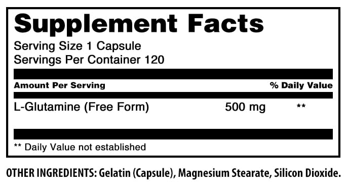 Amazing Formulas L-Glutamine Supplement | 500 Mg | 120 Capsules | Non-GMO | Gluten-Free | Made in USA
