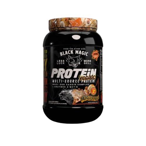 Worldwide Nutrition Bundle Compatible with Black Magic Protein Powder - Multi-Source Protein Whey, Egg & Casein Complex with Enzymes & MCT- 2LB Monster Mash Flavor with Multi-Purpose Keychain