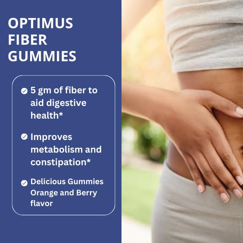 Optimus Weight Fiber Gummies Supports Digestion Health & Regularity - 5 Grams of Prebiotic Fiber - Vegetarian - Gluten Free - 100% Natural - for Women & Men - Made in USA - 60 Gummies