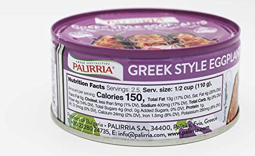 Palirria Ready to Eat Greek Style Eggplants in Onion and Tomato Sauce