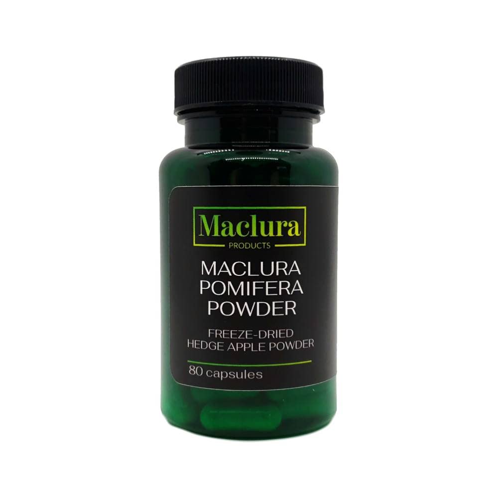 Maclura Products Pomifera Powder Freeze-Dried Hedge Apple Osage Orange Powder - 80 Capsules, 1.0 Ounce, (Pack of 1)