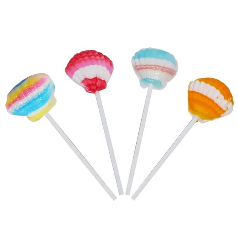 Seashell Candy Lollipops  24 Suckers Individually Wrapped Bulk  Great for Mermaid Party Favors  Beach  Ocean Themed  Candy Buffet  Cake Toppers  Birthday Candy for Kids