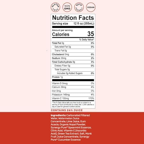 Nopalogy Energía ThirstQuencher  Nopal Electrolytes Green Tea NonGMO GlutenFree Keto Vegan Real Fruit Juice  12 fl oz  12 Pack Watermelon