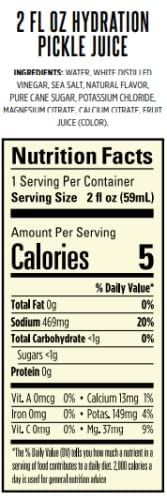 Suckerpunch Hydration Pickle Juice Shot Dill Flavored Gluten Free Post Workout Dill Electrolyte Drink Low Calorie Muscle Cramp Defense Potassium Keto Friendly Low Sugar Non GMO 2 Oz 12 CT