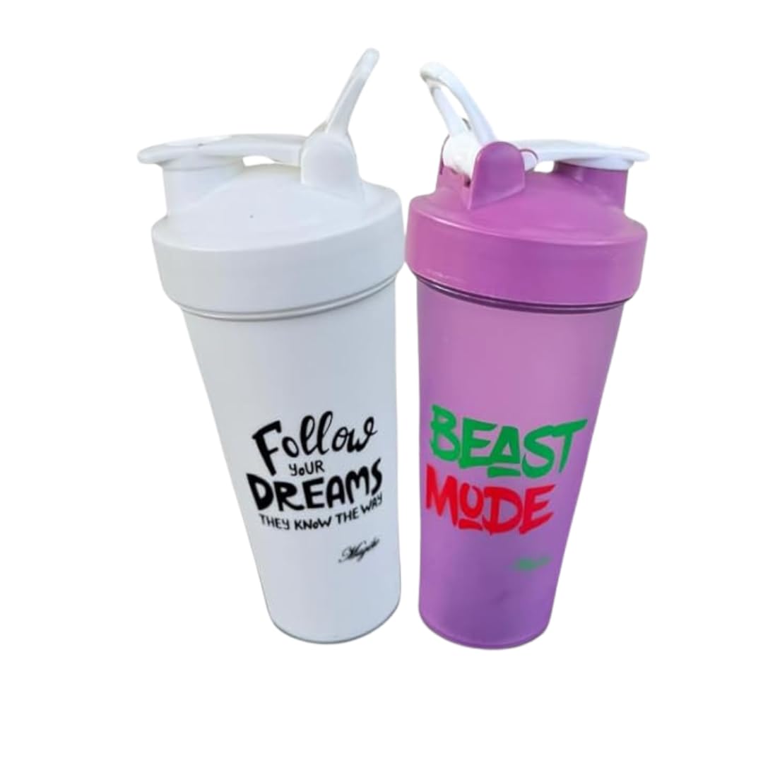 MagikoSFI Blender Shaker Bottles for Protein, 28oz Portable Leakproof Pre-Workout Nutrition Water Bottle, BPA-Free Gym Shaker for Sports & Outdoor Motivational Protein Shaker-Combo (White/Purple)