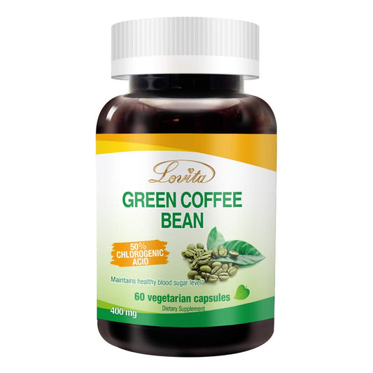 Lovita Green Coffee Bean Extract: Natural Antioxidant, High Potency, 50% Chlorogenic Acid, Vegan-Friendly Dietary Supplement - 60 Capsules