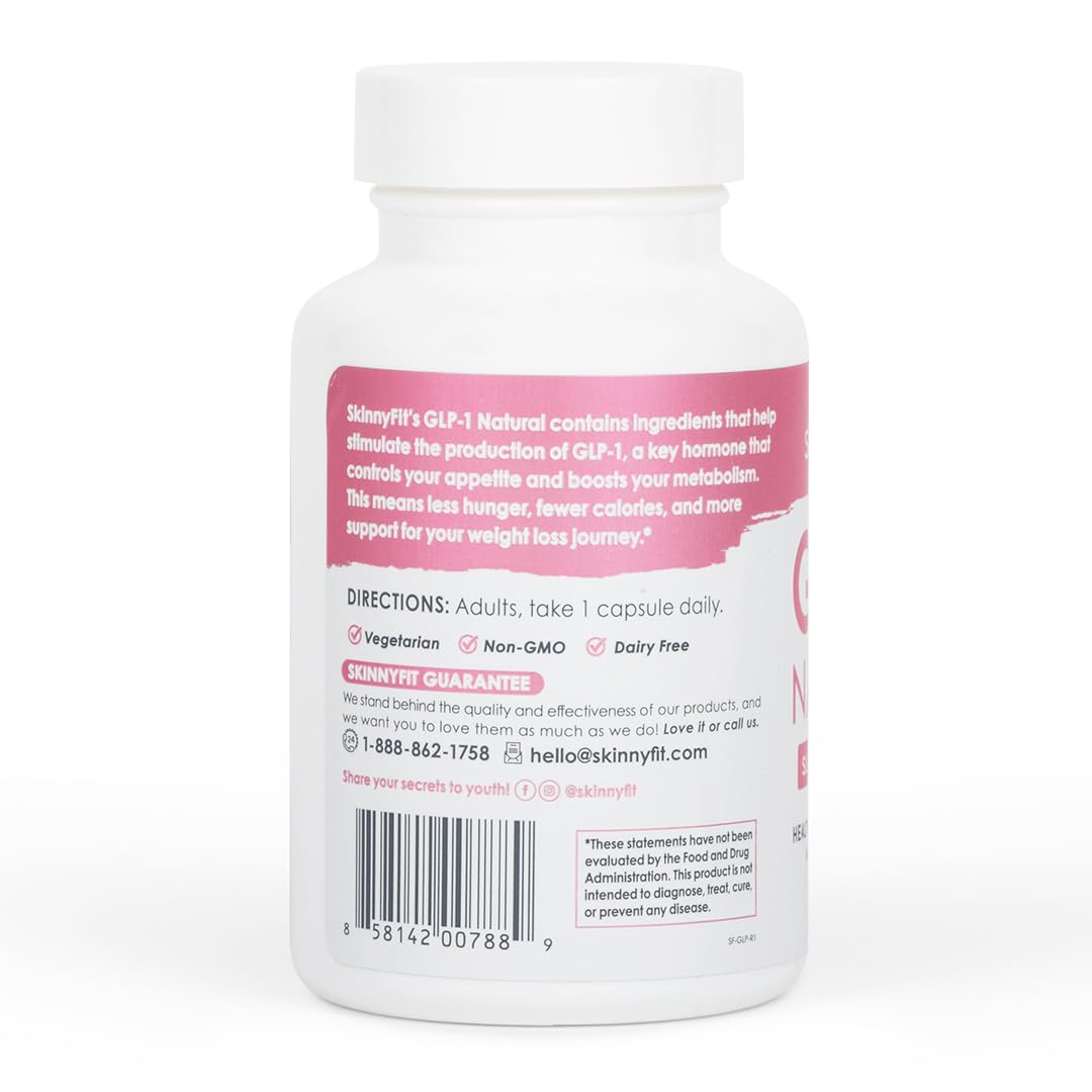 SkinnyFit GLP-1 Natural, Weight Management & Gut Health Support, Probiotic + GLP-1 Activator, Appetite Control, Digestion, Metabolism, Natural & Non-Stimulant, 60 Capsules