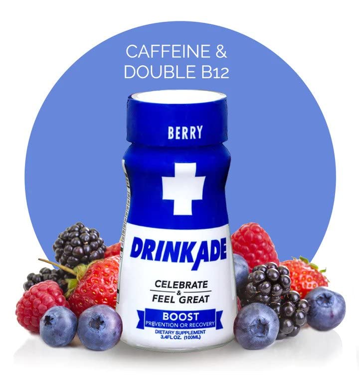 DrinkAde Boost 24 pack Hydration  Recovery Drink with Caffeine Electrolytes Vitamin B Milk Thistle for Energy and Liver Support