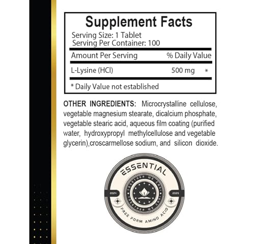 OLANTA TRADE SOLUTION L-LYSINE 500 Amino Acid - Support Collagen Production, Gluten Free, Non-GMO, 500mg Per Capsule, Amino Acid Supplement to Support Synthesis of Collagen - 1 Bottle 100 Counts