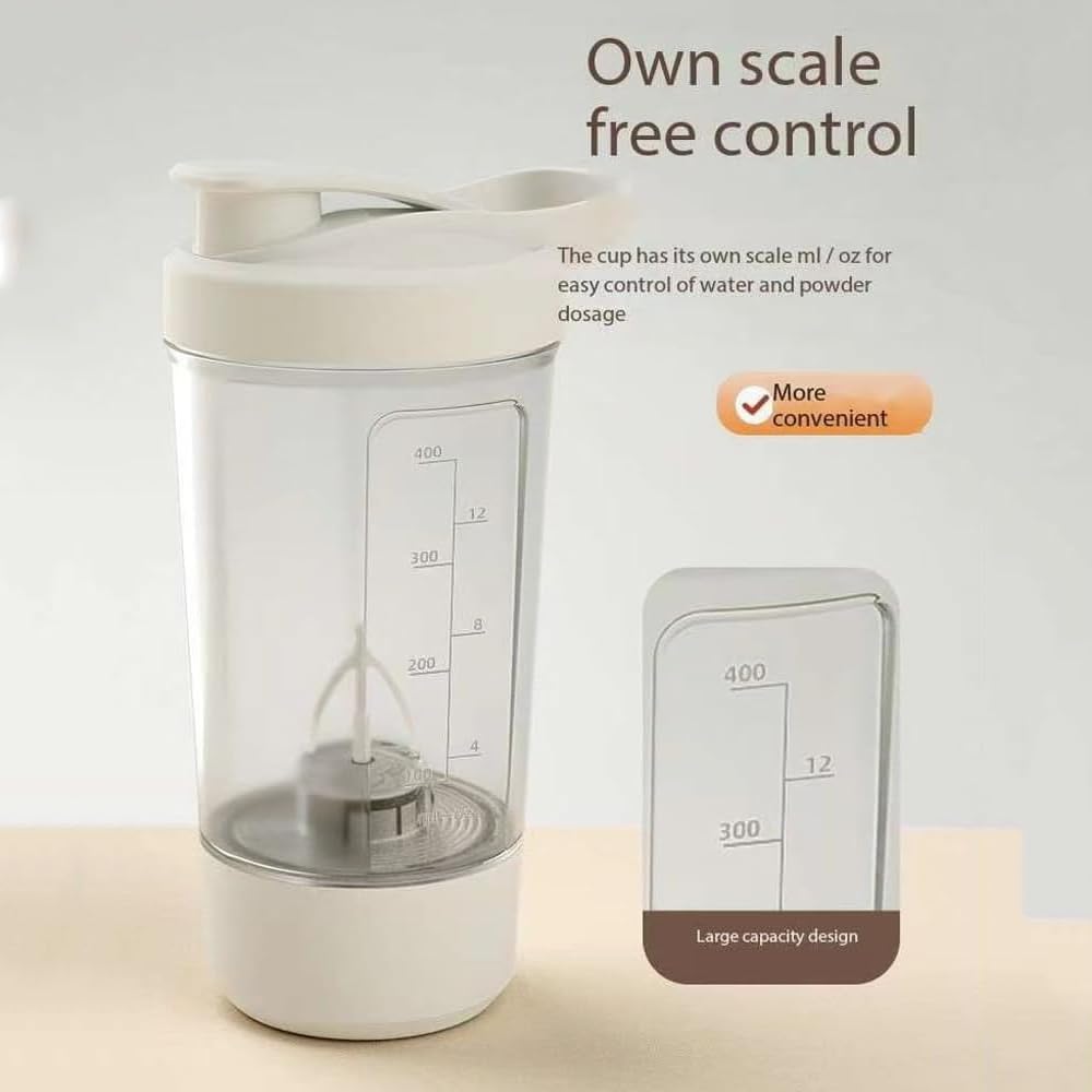 Electric Mixing Cup, Transparent Safety Electric High Speed Protein mixers,Sports Nutrition Shaker Bottle with Type-C Charger, Rechargeable Safety High Speed Shaker Blender for Healthy Eating