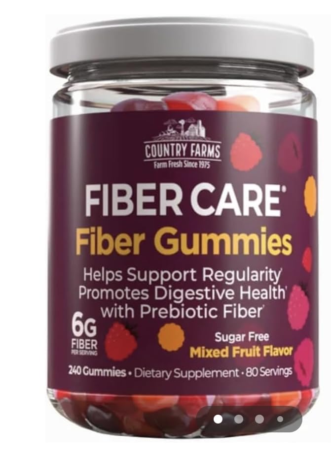 Country Farms Fiber Care Prebiotic Gummies, 6g of Fiber Per Serving, FOS from Beets, Digestive Health, Supports Regularity, Mixed Fruit Flavor, (240 Gummies)
