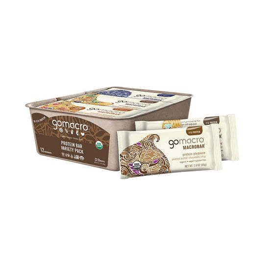 GoMacro MacroBar Organic Vegan Protein Bars  Protein Variety Pack 2324 Ounce Bars 12 Count