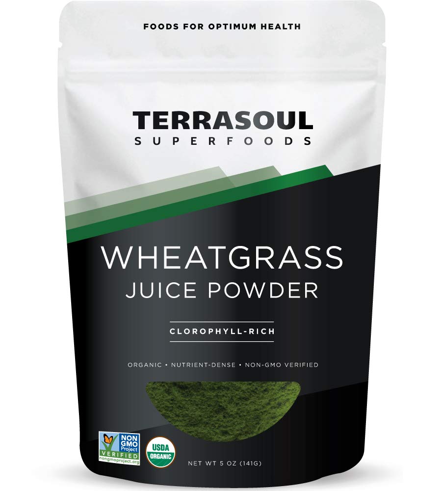 Terrasoul Superfoods Organic Wheat Grass Juice Powder 5 Oz Grown in Utah Made from Nutrient Concentrated Juice Revitalize with Green Nutrition Smoothies Detox Drinks and Wellness Shots