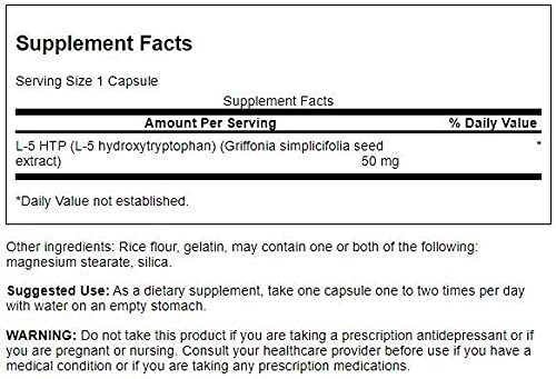 Swanson Premium Amino Acid 5-Htp - Extra Strength - 50 Milligrams 60 Capsules (4 Pack)