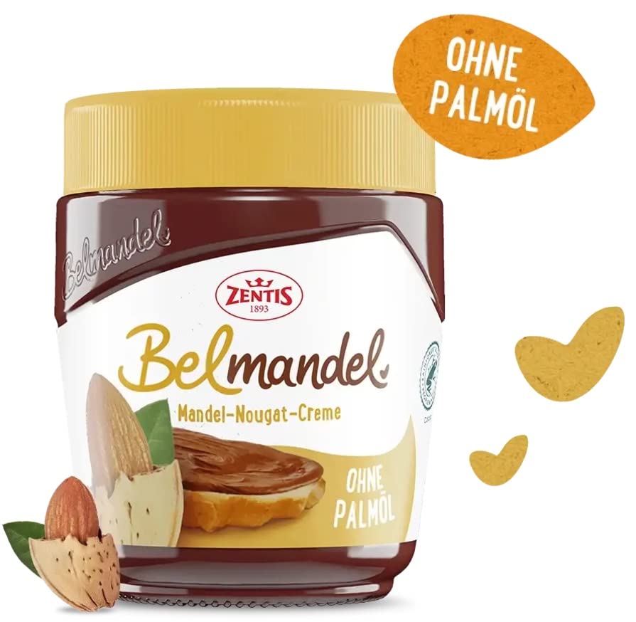 Zentis Belmandel Almond Nougat Cream without palm oil  Bread Nut Spread 2 x 300g 2116 Oz  Germany
