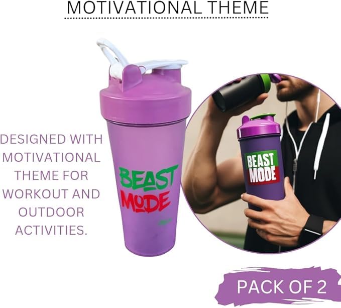 MagikoSFI Blender Shaker Bottles for Protein, 28oz Portable Leakproof Pre-Workout Nutrition Water Bottle, BPA-Free Gym Shaker for Sports & Outdoor Motivational Protein Shaker-Combo (White/Purple)