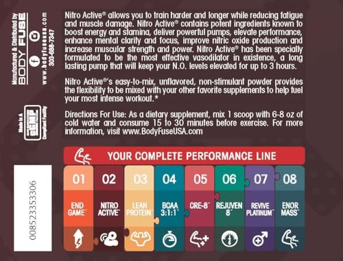 Body Fuse Nitro Active Pump V2 Unflavored Powder Vasodilator | 30 Servings