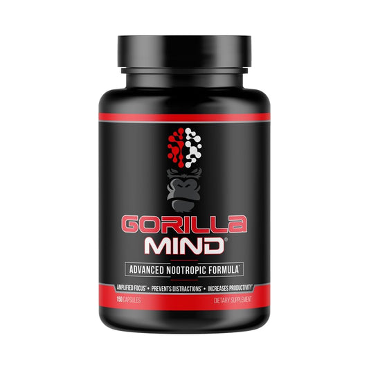 Gorilla Mind Nootropic Formula (150 Capsules) - Best Caffeinated Productivity Supplement / 8+ Hours of Focus and Energy