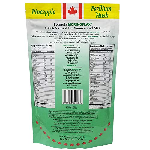 MORINGFLAX Bag Formula 100 Natural Canadian Flax Seed with Garcinia Cambogia and Moringa Oleifera Bag, Tan, 16 Ounce