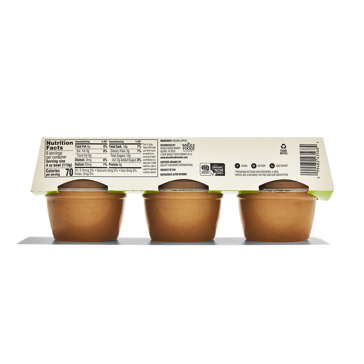 365 by Whole Foods Market Organic Unsweetened Apple Sauce 6 Pack 24 Ounce