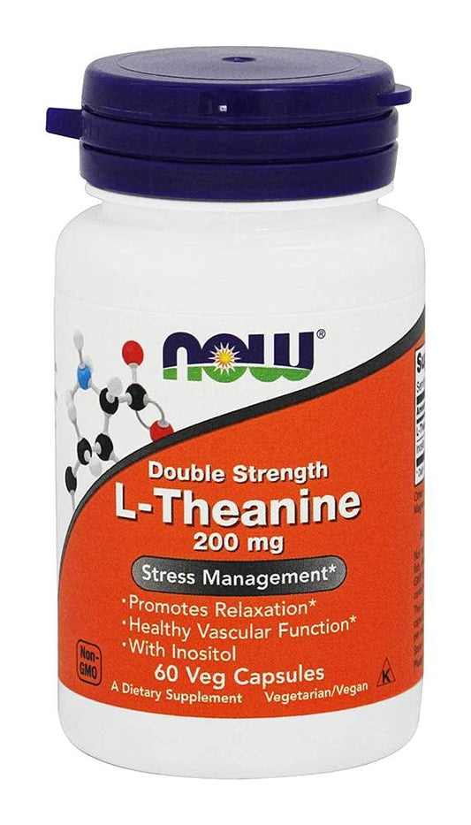 Now Foods L-Theanine 200 Mg 60 Veg Caps Pack of 2