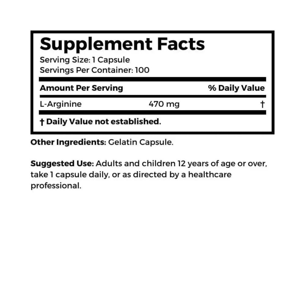 Dr. Clark Arginine, 500mg, 100 Gelatin Gelatin Capsules