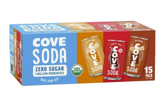 Generic Cove Sparkling Soda with zerosugar  3 Flavors  Lemon Lime Grape Raisin Orangr  Pack of 15