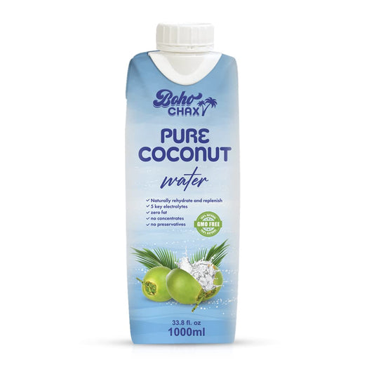 100 Natural Pure Coconut Water Not From Concentrate Drink with No Added Sugar  Replenishes Essential Vitamins and Electrolytes for Superior Hydration  338 Fl Oz Cartons  6Pack by Boho Chax