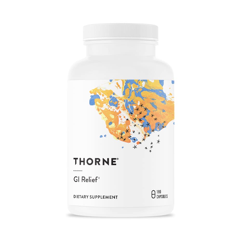 THORNE GI Relief - Digestion Supplement Supports Gut Health & Bloating Relief* - Made with Marshmallow Root Extract & Digestive Enzymes - 180 Capsules - 90 Servings