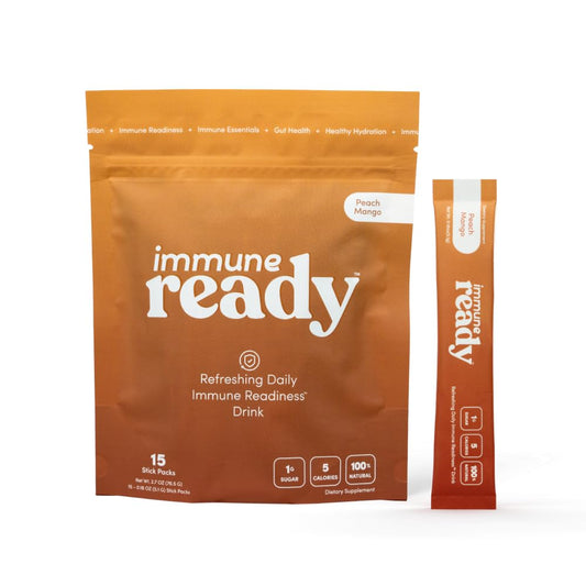 Immune Ready™ - Refreshing Daily Immune Readiness Drink Mix - Peach Mango Flavor - Supports Immune & Digestive Health - Natural Ingredients - 1 Pouch (Pack of 15)