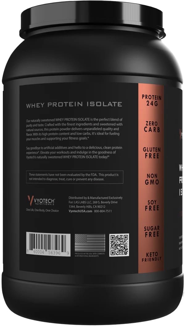 Vyotech Whey Protein Isolate | Naturally Sweetened with Monkfruit | 24g Protein | Zero Carb Sugar-Free Keto-Friendly Gluten-Free Soy-Free & Non-GMO | 25 Servings | 1.7 LBS | Chocolate Flavor