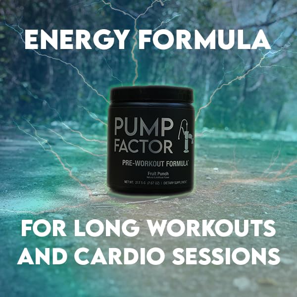 Pump Factor Energy Pre Workout Powder | Formula for Men & Women | 30 Servings | 200mg Caffeine + B Vitamins + L-Citrulline-Malate + Creatine Monohydrate + L-Theanine | with Focus Matrix