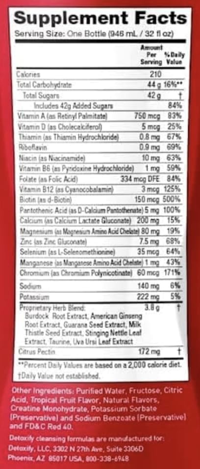 Couger Detox Premium Cleanse - Tropical Flavor - 32 oz - Herbal Detox Drink - with Couger Card Bundle