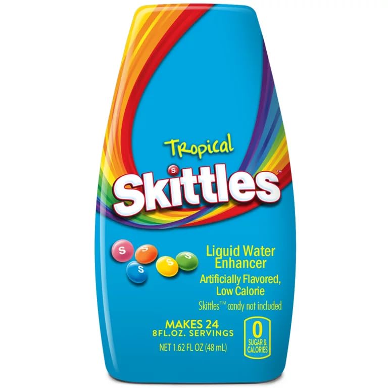 Skittles Liquid Water Enhancer  Tropical Pack of 3  Low Calorie Original Skittles Water Flavoring Drops