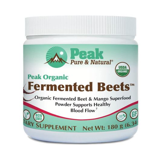 Peak Pure & Natural Peak Organic Fermented Beets - Organic Fermented Beet Powder Superfood Drink Powder - Nitric Oxide Supplement Support for Normal Blood Pressure