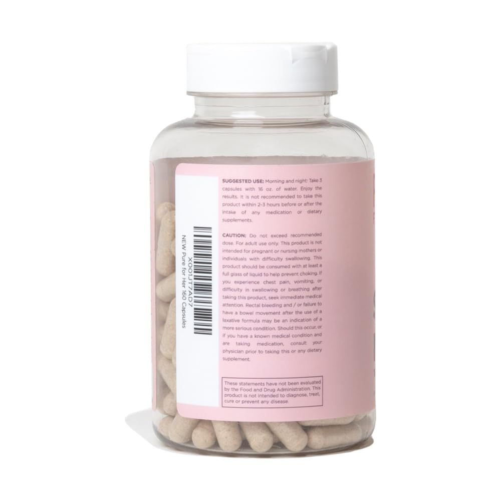 Pure for Her Vegan Stay Ready Fiber Supplement for Women | Bloat & Gas Relief, Supports Digestive Health, Regularity & Appetite Control | 160 Capsules