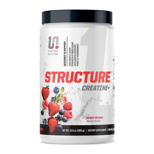 Undefined Nutrition Structure Creatine+ by Brian Shaw (30 Servings) -Micronized Creatine Monohydrate + Magnesium Creatine Chelate & HMB and Peak ATP-Strength, Power, Recovery (10.6oz, Berry Splash)