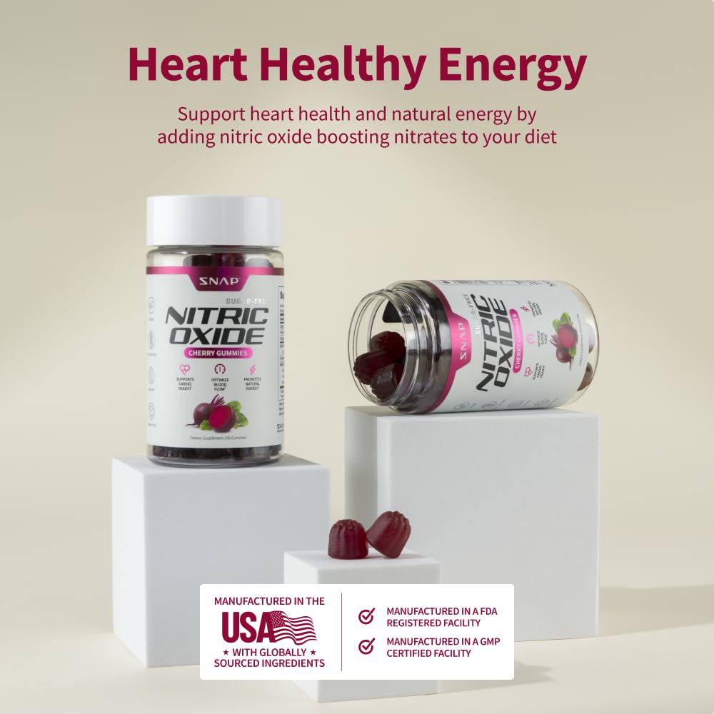 Snap Supplements Nitric Oxide Beet Root Gummies - Support Healthy Blood Circulation,180 Gummies