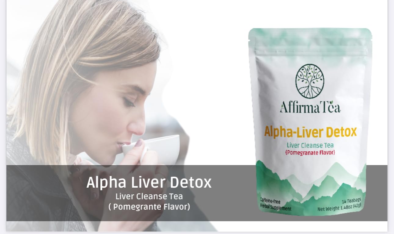 AffirmaTea Organic 14-Day Detox: Supports Liver and Kidney Health with Potent Silymarin from Milk Thistle Seed, Dandelion & Burdock. Natural Pomegranate Flavor.